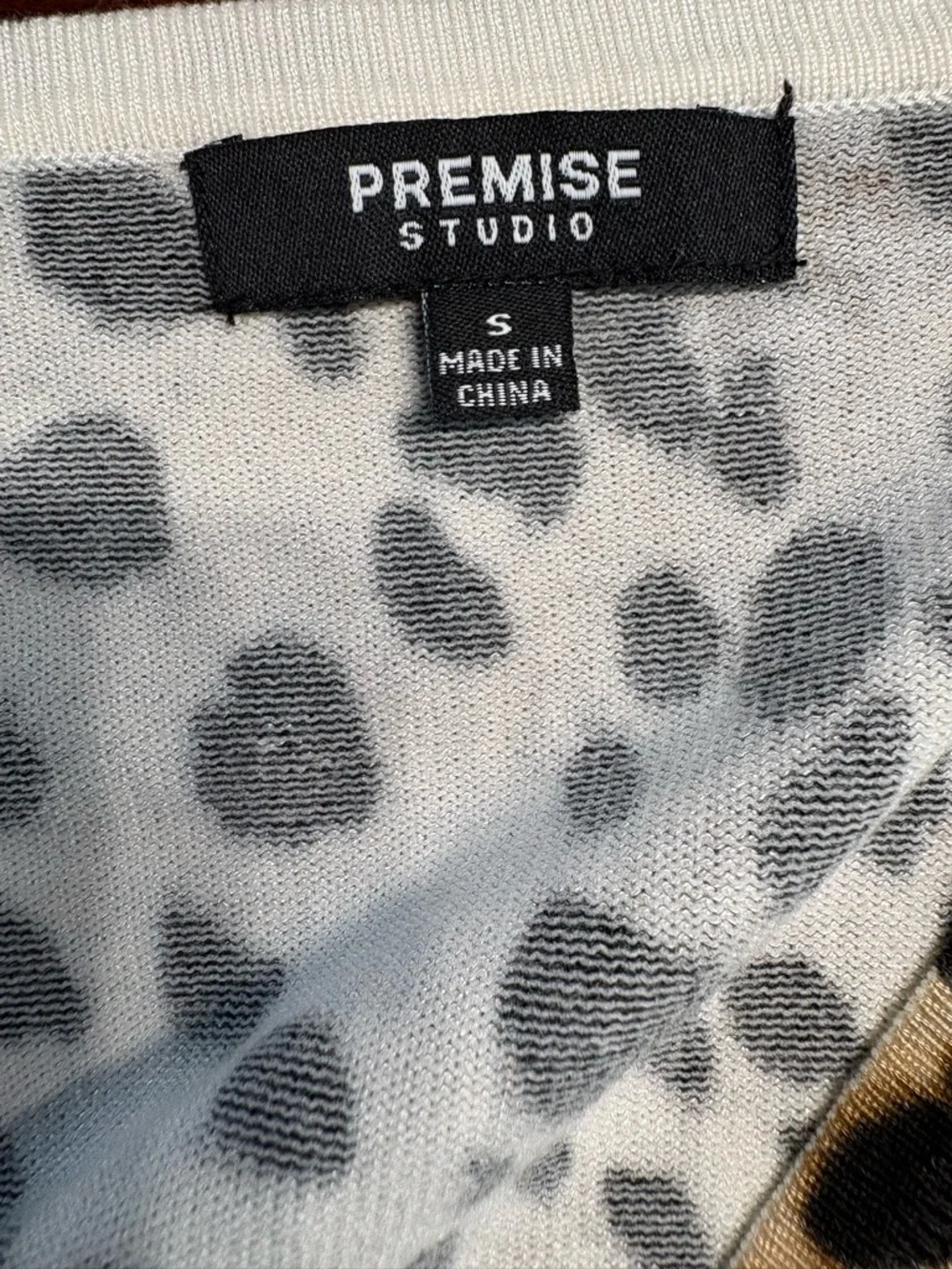 Premise Leopard Print Button-Front Cardigan in Tan Black Cream - Picture 5 of 5